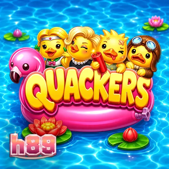 Tampilan grid 6x6 pada slot Quackers dengan karakter bebek yang unik
